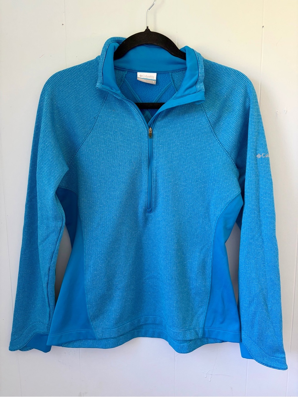 Cozy Columbia Teal-Blue Quarter Zip Performance Pullover S